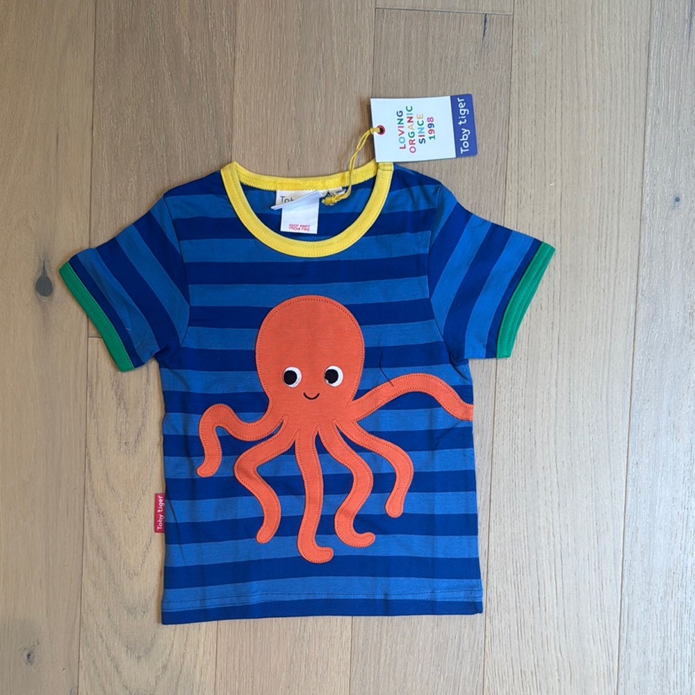 Joules Kids Blue Striped Octopus T-Shirt